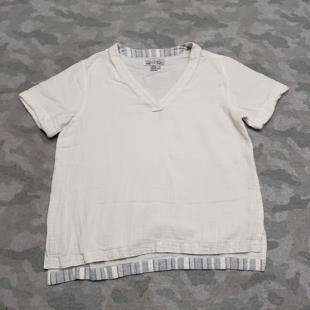 Carbon 2 Cobalt Top Womens Small White V-Neck Short Sleeve - Picture 1 of 10